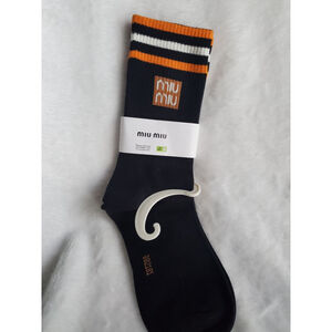 Miu Miu Crew Black and Orange Socks Women size 9-11